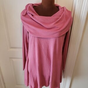 Soft Surroundings Pink Cowl Neck Sweater Versatile To Off The Shoulder